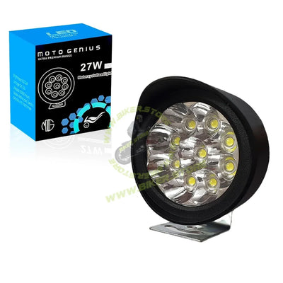 MOTO GENIUS 9 LED Round Fog Lights for Bikes | High Power, Universal Fit, Heavy Clamp, Strong Aluminum Body, Waterproof Driving Light for Motorcycle/Scooty - Biker.Store - www.biker.store