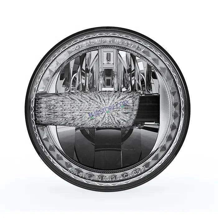 HJG Crystal Minus 7 Inch Headlight Assembly White LED Headlight Minus Crystal Headlight Assembly for Thar Royal Enfield | 75-120W CREE/Osram LED Chip Multi color High/Low Beam, DRL Compatible with Royal Enfield, Jeep, Thar, Gypsy - Biker.Store - www.biker.store