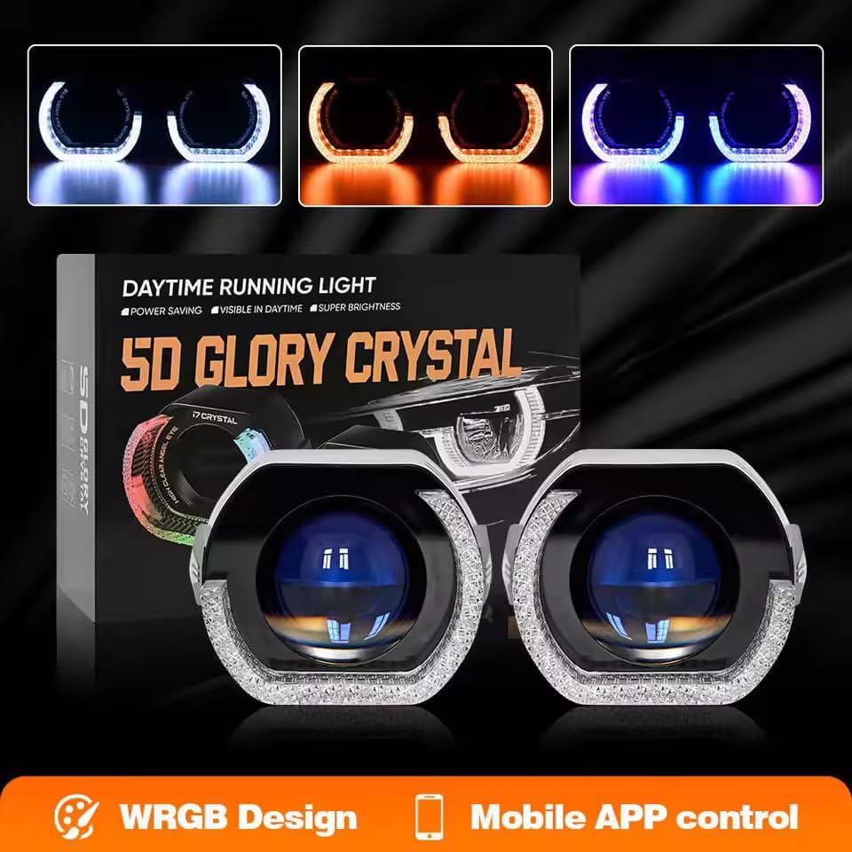 3inch RGB COB Ring LED L Type Halo Rings DRL Light Multi Color Compatible | 76SMD Angel Eyes L Type Ring iOS Android App Bluetooth Control Car Headlight Lamp Daytime Running Lights|B0HF3ZQZ57