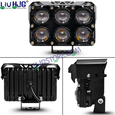 HJG 6 Lens Cube Red Blue 46W JC-32 Foglight with Red Blue Flash Mode 6 Lens Projector Foglight 46W Foglight Ultra Wide Dual Intensity LED Fog Lights White/Yellow/Warm White/Flash/Red Blue DRL Universal For All Cars & Bikes LIU HJG 6 Lens Cube Red Blue Fog - Biker.Store - www.biker.store