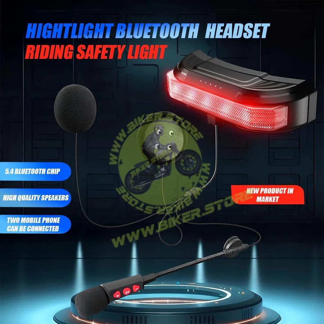 MOTO GENIUS BT80 Motorcycle Helmet Bluetooth Headset with LED Warning Light, Magnetic Mount, Bass Speakers, Fast Charging, Waterproof, for All Helmets - Biker.Store - www.biker.store
