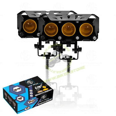 MOTO GENIUS Super Bright 3 LED Fog Light | Dual Mode Yellow & White Changing Light, High/Low Beam, Aluminum Body, Universal Fit for Motorcycle & Car - Biker.Store - www.biker.store