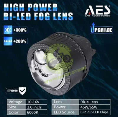 AES FX Automotive Bi-LED Fog Projector Retrofit Kit – 3 Inch Double Laser Lens, 45W/65W High Power, 3000K Yellow/4300K/5500K White Light, Universal Fog Lamp Upgrade - Biker.Store - www.biker.store