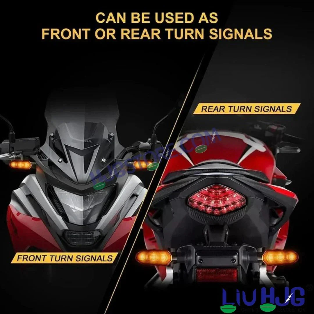 HJG 3 LED Small Indicator Yellow Bike Turn Signals Waterproof Flexible Blinker Bright LED Indicators Universal For All Bike Models Motorcycle Turn Signal Lights LIU HJG Small 3 LED Yellow Indicator, Universal for All Bikes & Motorcycles, Pack of 2 - Biker.Store - www.biker.store