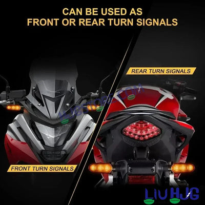 HJG 3 LED Small Indicator Yellow Bike Turn Signals Waterproof Flexible Blinker Bright LED Indicators Universal For All Bike Models Motorcycle Turn Signal Lights LIU HJG Small 3 LED Yellow Indicator, Universal for All Bikes & Motorcycles, Pack of 2 - Biker.Store - www.biker.store
