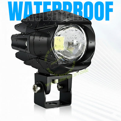 MOTO GENIUS 30W Dual Color DRL LED Laser Shooting Headlight (9–80V) | High Intensity Off-Road Spotlight | Waterproof Auxiliary Spot Lamp for Bike, Motorcycle, Car, Truck & Boat