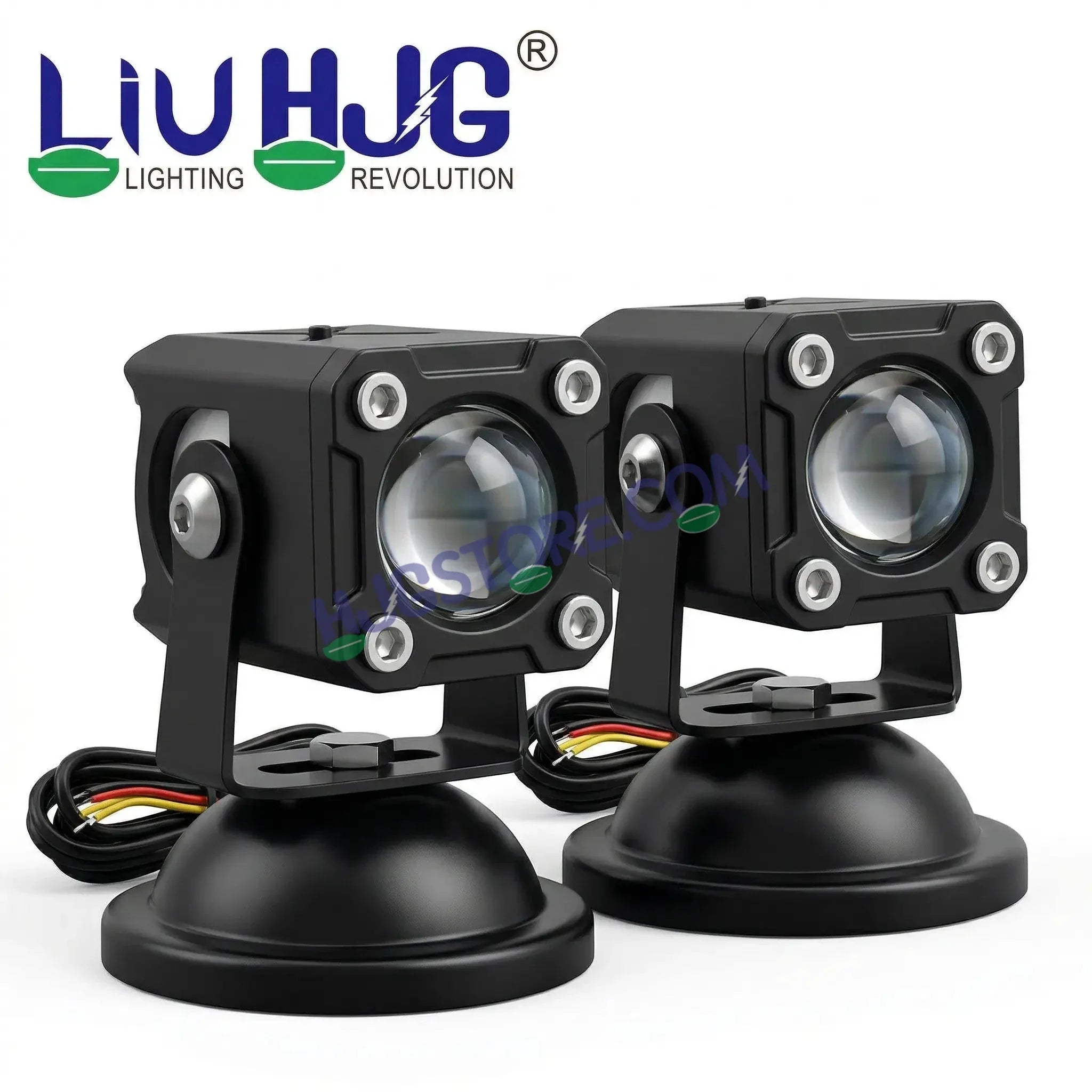 HJG X Drive Mini RGB Foglights with RGB Backlit DRL 40W Fog Light 4000LM Dual Color (3000K Yellow/6000K White) Projector Driving Lamp | Dynamic RGB Backlit DRL (8 Modes) | Wide Beam Auxiliary Light with Inline Ballast for Motorcycle, Bike & SUV - Biker.Store - www.biker.store