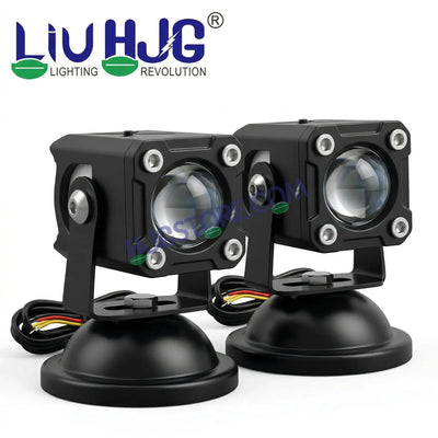 HJG X Drive Mini RGB Foglights with RGB Backlit DRL 40W Fog Light 4000LM Dual Color (3000K Yellow/6000K White) Projector Driving Lamp | Dynamic RGB Backlit DRL (8 Modes) | Wide Beam Auxiliary Light with Inline Ballast for Motorcycle, Bike & SUV - Biker.Store - www.biker.store