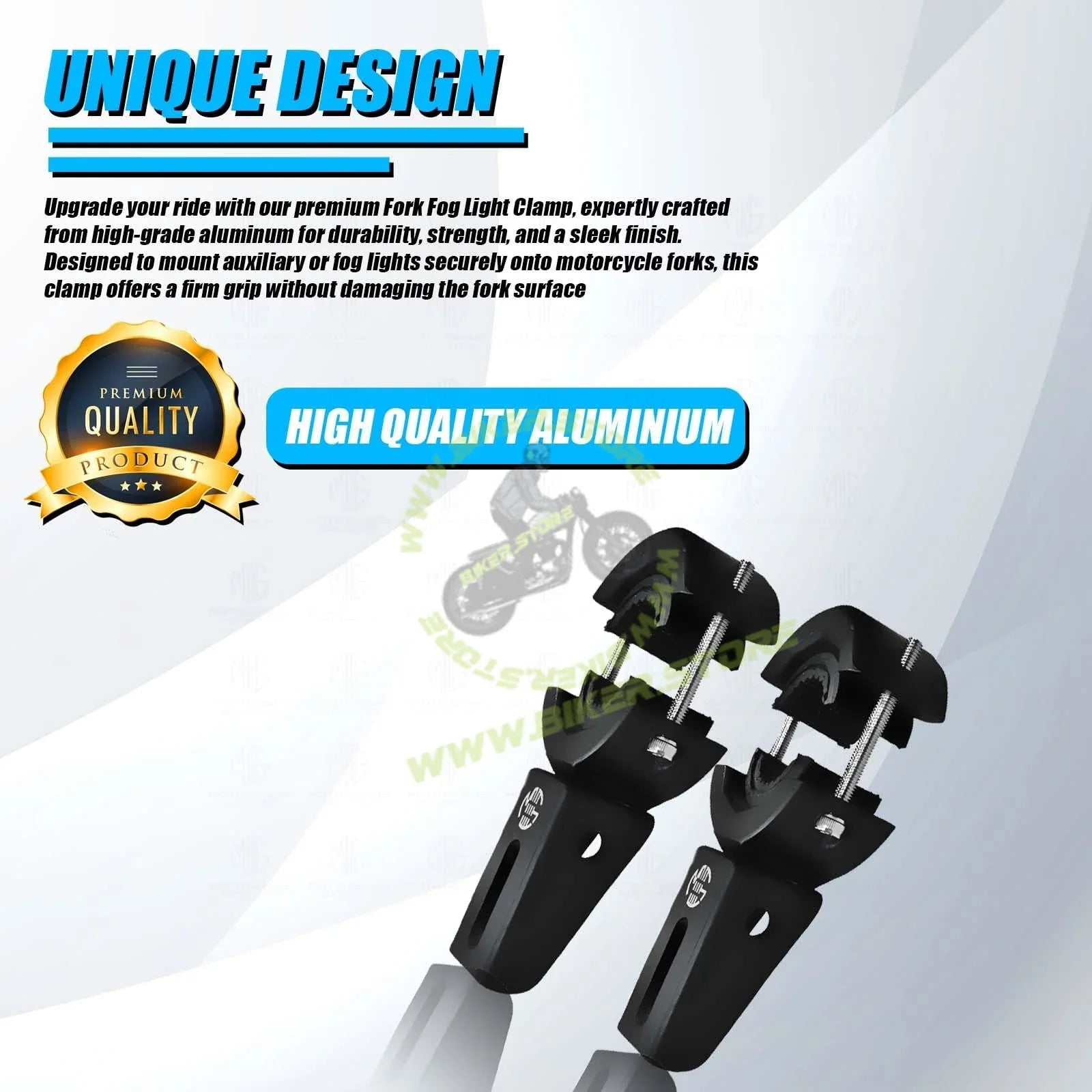 MOTO GENIUS Universal Fog Light Mount | Durable Clamps for Off-Road & Driving Lights, 51 MM (Pack of 2) - Biker.Store - www.biker.store