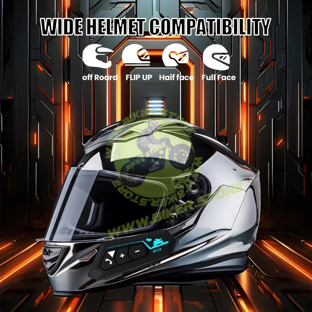 MOTO GENIUS Motorcycle Helmet Wireless Bluetooth Dual Earphone Headset with Mic | Hands-Free Calling, Music Control & Support for iOS & Android (BT12) - Biker.Store - www.biker.store
