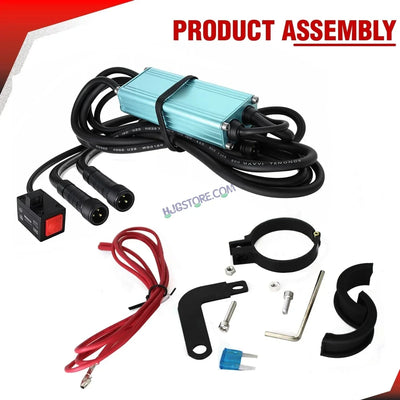 HJG Wiring Harness Kit with Flash Mode and Canbus - Foglight Wiring Harness Kit (2 Colour, 3 Wire with Flashing Mode, Original HJG) - Biker.Store - www.biker.store