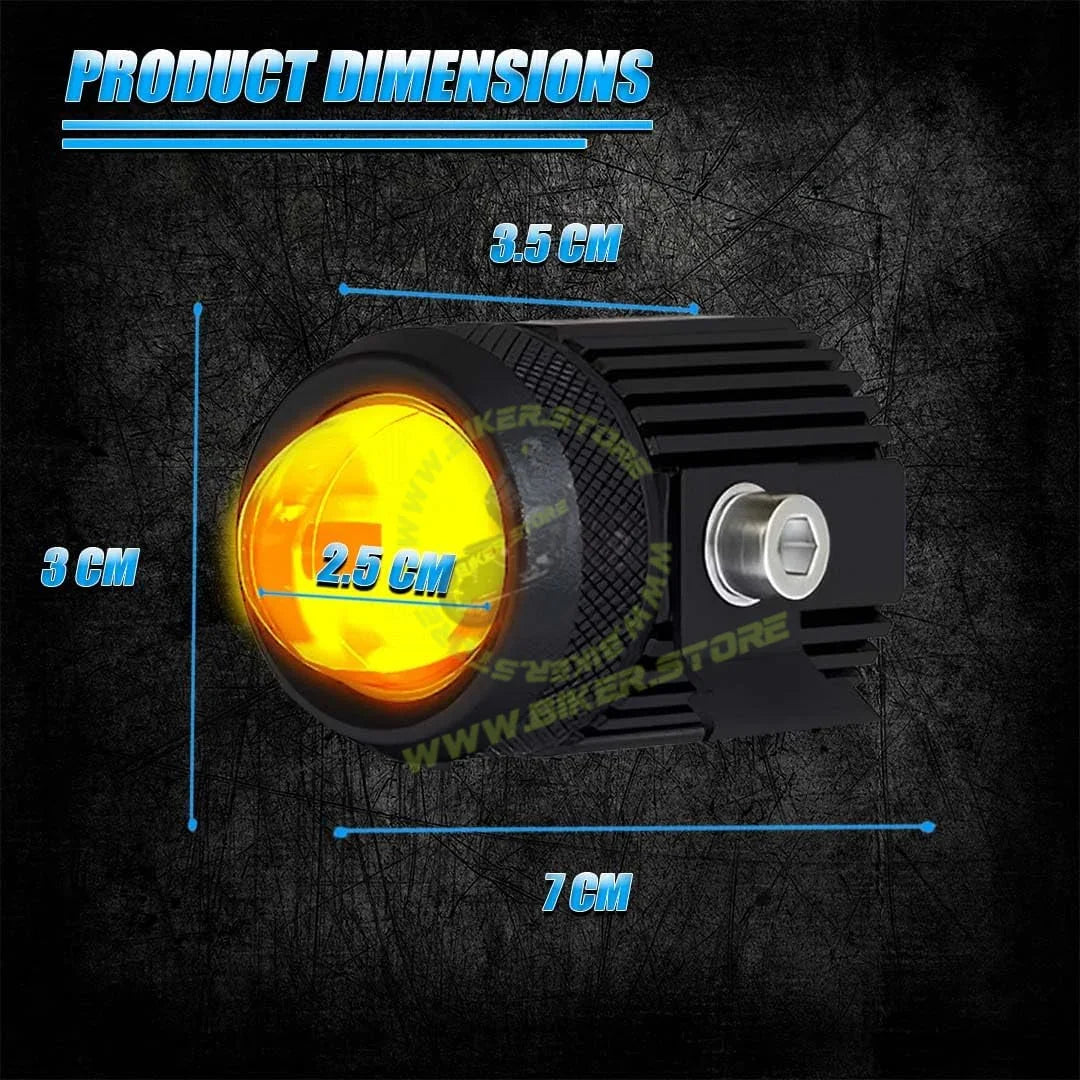 MOTO GENIUS 2PCS 25W Fog Light Projectors | 50W Total Power | Dual Beam Hi/Lo | White + Yellow LEDs | IP67 Waterproof | Universal for Car, Motorcycle, Scooter | Pack of 2 - Biker.Store - www.biker.store