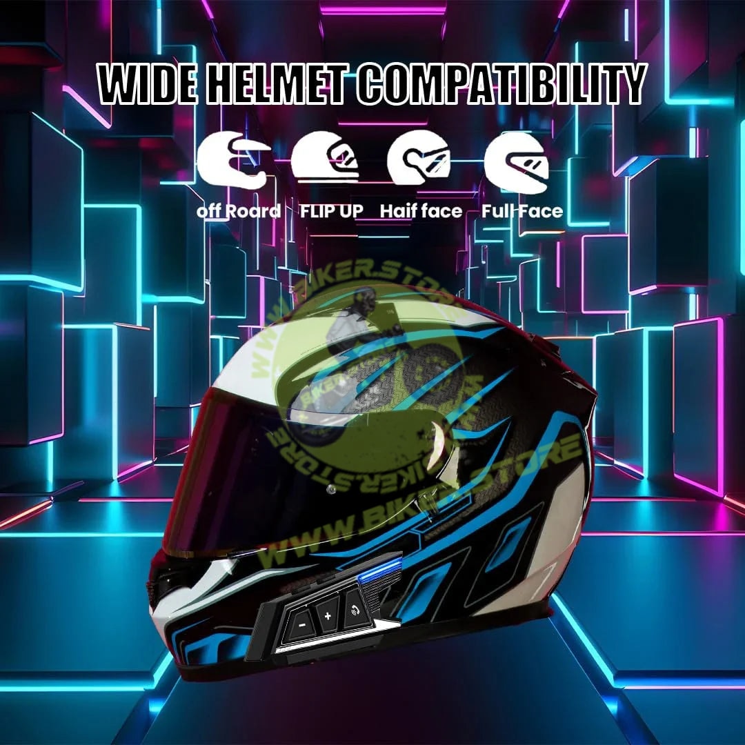 MOTO GENIUS BT-40 Motorcycle Helmet Bluetooth 5.3 Headset, Hands-Free Call, Stereo Sound, Noise Reduction, Waterproof, Voice Assistant Support, Includes Charging Cable, Compatible with All Helmets - Biker.Store - www.biker.store