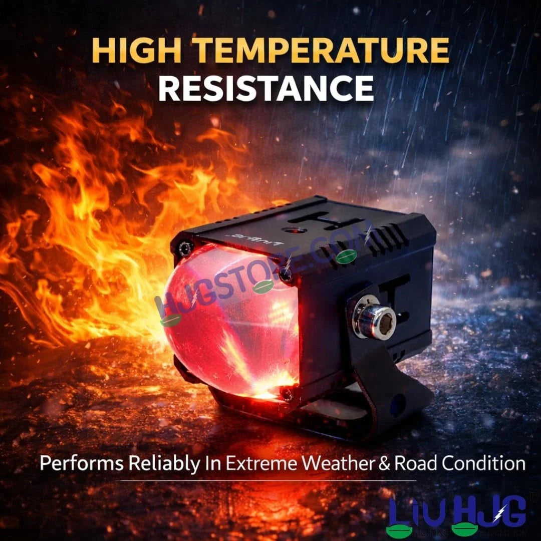 HJG Bezel-less HS114 Foglight Single Condenser Lens 60W Foglight White/Yellow Hi/Lo Red Projector Foglight 60W Foglight Ultra Wide Intensity LED Fog Lights White/Yellow Hi/Lo with Red Devil Fog Universal For All Cars & Bikes LIU HJG HS114 60W Foglight 2pc - HJGstore.com