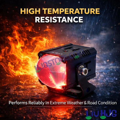 HJG Bezel-less HS114 Foglight Single Condenser Lens 60W Foglight White/Yellow Hi/Lo Red Projector Foglight 60W Foglight Ultra Wide Intensity LED Fog Lights White/Yellow Hi/Lo with Red Devil Fog Universal For All Cars & Bikes LIU HJG HS114 60W Foglight 2pc - HJGstore.com