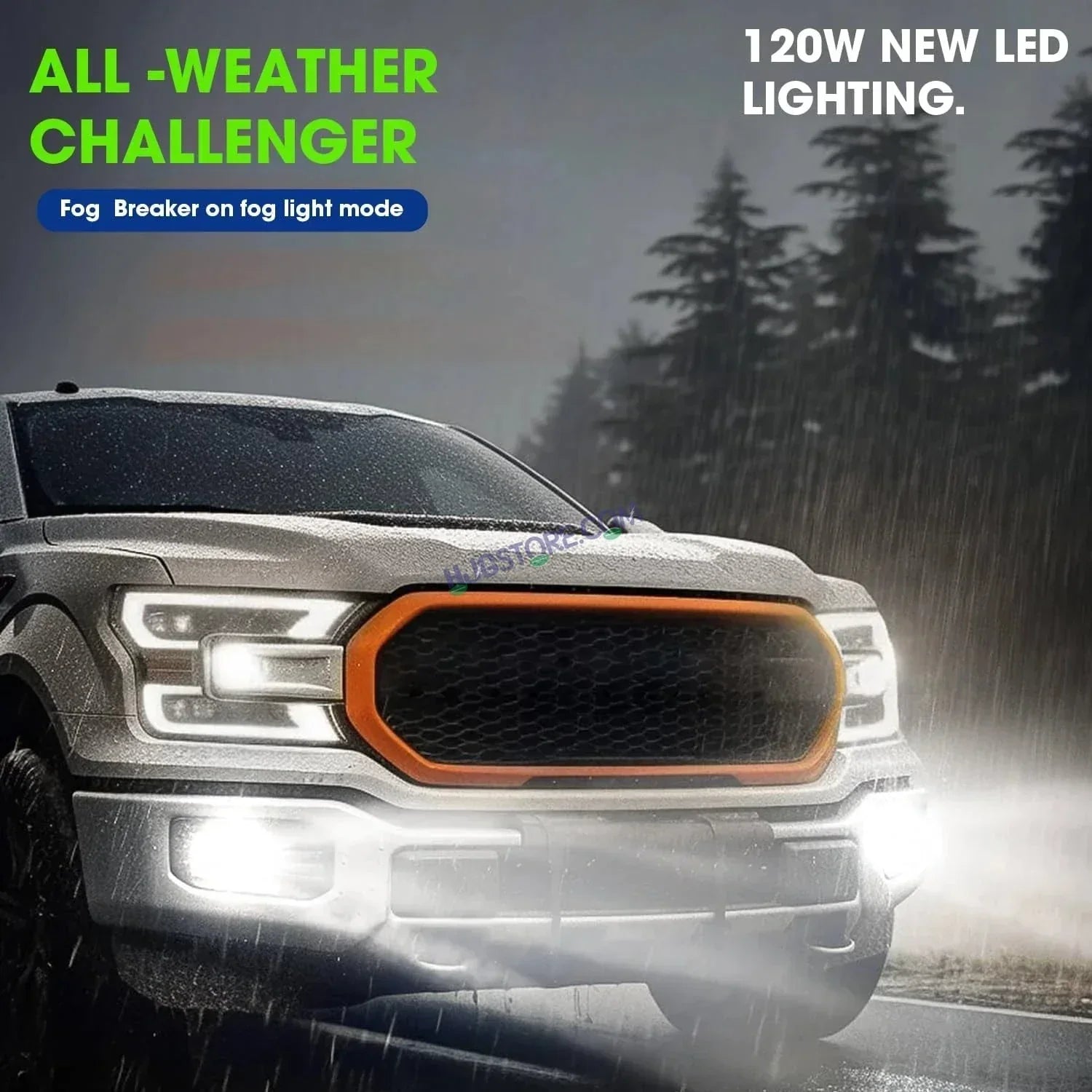 HJG 240W H4 LED Vehicle Headlight Bulb (2 * 120 WATTS) 2 Pc LED Headlight Bulb H4 120W For All Cars (Low and High Beam Bulbs (White) AC/DC 240Watt) - Type H4 - Biker.Store - www.biker.store