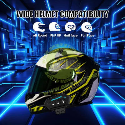 MOTO GENIUS Motorcycle Helmet Wireless Bluetooth Dual Earphone Headset with Mic | Hands-Free Calling, Music Control & Support for iOS & Android (BT12) - Biker.Store - www.biker.store