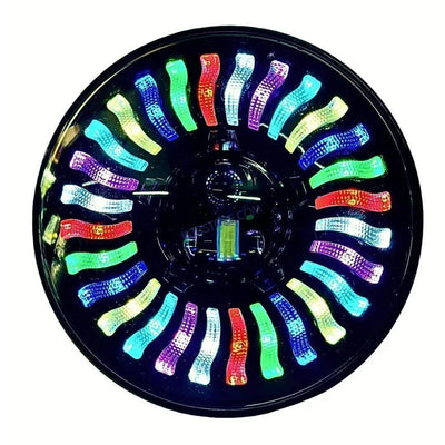 HJG 7 Inch RGB LED Headlight Chakra Headlight Assembly for Thar Royal Enfield | 75-120W CREE/Osram LED Chip Multi color Compatible with Royal Enfield, Jeep, Thar, Gypsy - Biker.Store - www.biker.store