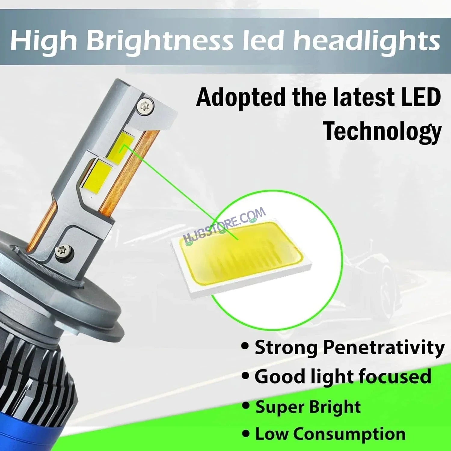 HJG 300W 9005/HB3 LED Vehicle Headlight Bulb (2 * 150 WATTS) 2 Pc LED Headlight Bulb 9005/HB3 150W For All Cars (Low and High Beam Bulbs (White) AC/DC 300Watt) - Type 9005/HB3 - Biker.Store - www.biker.store
