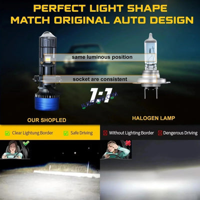 HJG H4 New Dual Y6 Condenser RTD Lens Dual Projector Lens Projector Lens LED Headlight Bulb for Bike | Hi/Lo Beam Headlight 12V-80V | 50W | 5000LM | 3 Pin Projector H4 Headlight with Fan | LIU HJG New Dual Y6 Condenser RTD Projector Lens H4 (Pack of 1) - Biker.Store - www.biker.store