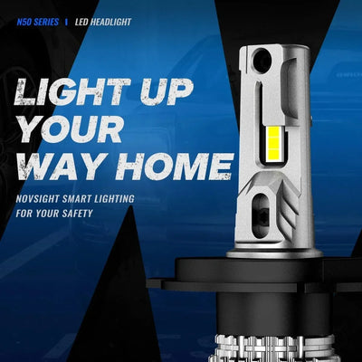 NightEye Novsight H7 LED Headlight Kits (Pack of 2)- Bridgelux-COB LED Chips - 72W 10000Lumens 6500K White - High/Low Beam Headlight/Fog Light Conversion Kit - Biker.Store - www.biker.store