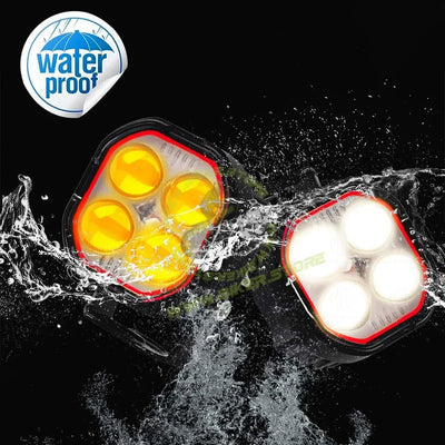 MOTO GENIUS 4 Lens LED Fog Light for Bike, Scooter & Car | Waterproof Spotlight with High/Low Beam, 12-80V Universal Fit, Dual Color ( & ) – Pack of 2 - Biker.Store - www.biker.store