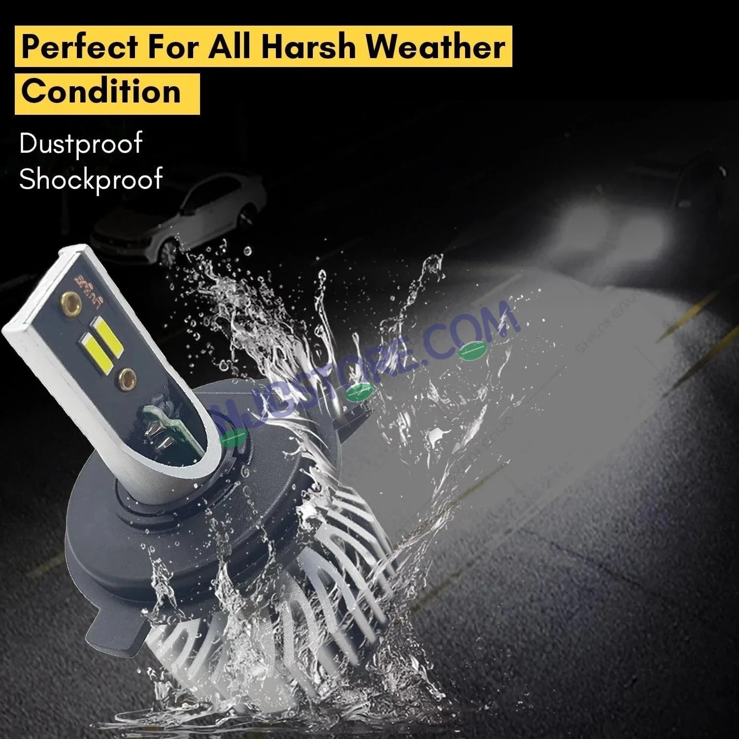 HJG M2 30W White/Yellow Dual Color AC/DC H4 Headlight LED Bulb 30W LIU HJG M2 30W AC/DC Head Light Lamp H4 LED Mini 30W H4 Bulb with Fan for Bike Bulb 4500LM Conversion Kit Hi/Lo Beam Headlight 12V/24V for Motorcycle, Set of 1, White/Yellow Hi/Lo - HJGstore.com