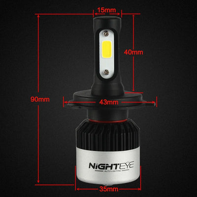 NightEye Genuine H4 Hi/Lo 9000LM 6500K 72 W LED Automotive Headlight Bulbs Auto Conversion Driving Lamp (Cool White light) (H4) - Biker.Store - www.biker.store