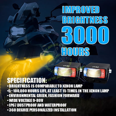 MOTO GENIUS Universal 40W LED Fog Lamp with Switch for Cars and Bikes | Multi-Color Auxiliary Light with White, Yellow, Red Blue and Dual Combo Beams | Waterproof Off-Road Projector Lens Headlight