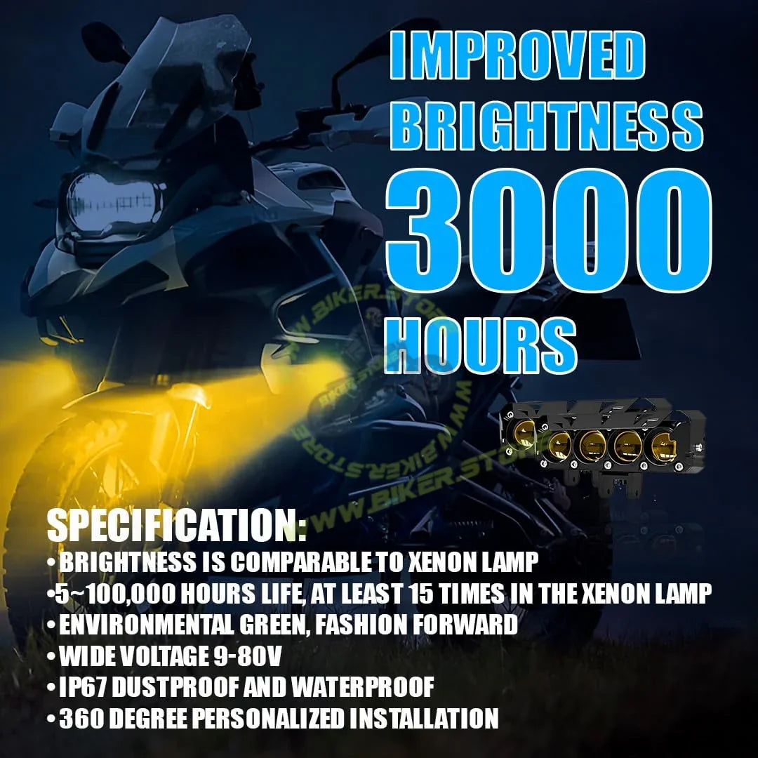 MOTO GENIUS Super Bright 4 LED Fog Light with Switch | Dual Mode and Changing Light, High Low Beam, Aluminum Body, Universal Fit for Motorcycle and Car (Pack of 2) - Biker.Store - www.biker.store