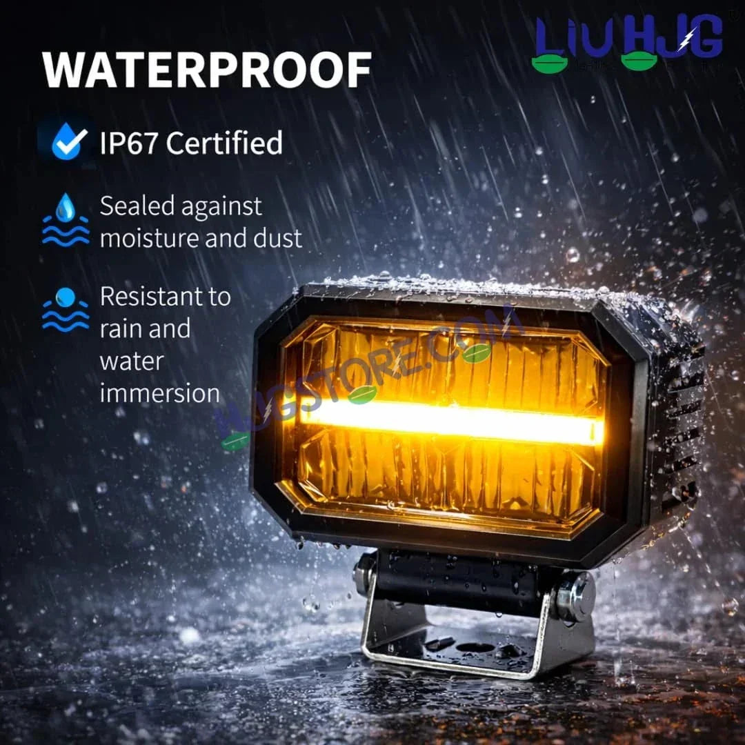 HJG W-07 Minus Cube Foglight 50W White/Amber Foglight White/Yellow DRL Dual LED Foglight Amber/White DRL White Light 50W Foglight Ultra Wide Dual Intensity LED Driving Fog Lights Universal For All Cars & Bikes LIU HJG W-07 Minus Cube Foglight, Pack of 2 - Biker.Store - www.biker.store