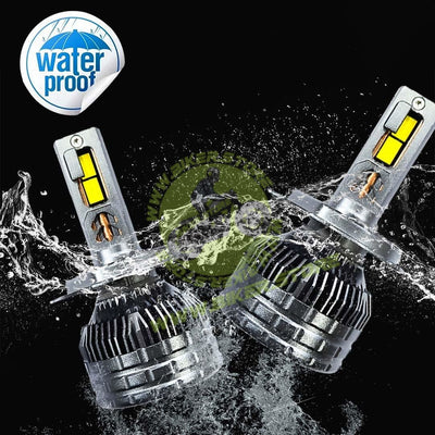MOTO GENIUS Super Bright 400W LED Headlight Conversion Kit for Car & Bike | Waterproof, Energy-Efficient, Steel & Aluminium Build, Dual Beam, Premium Wooden Box Packaging (H4, Pack of 2) - Biker.Store - www.biker.store