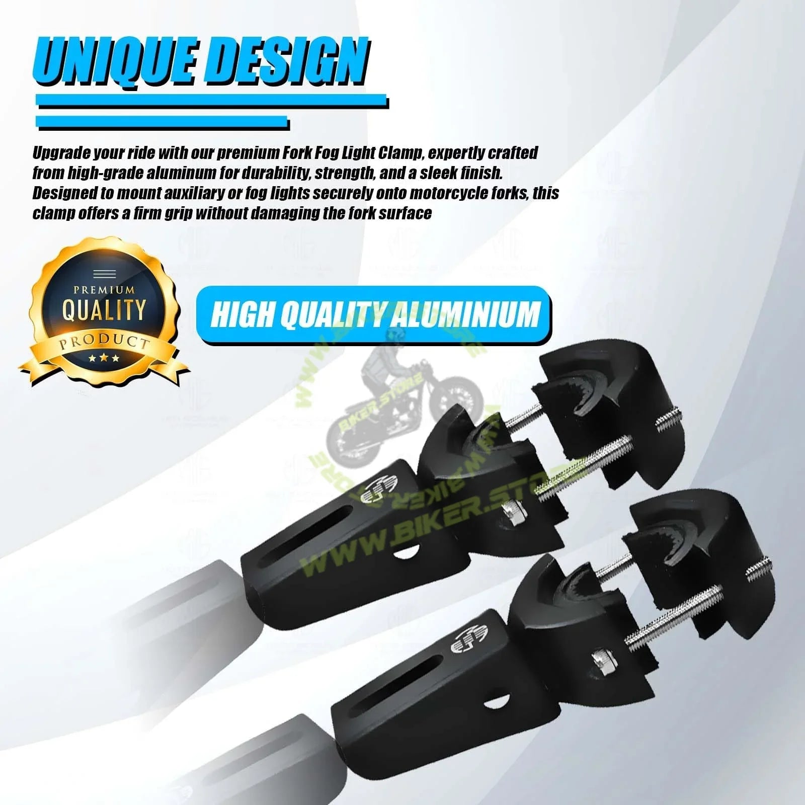 MOTO GENIUS Universal Big Fog Light Mount | Durable Clamps for Off-Road Lights, Driving Lights & More, 62 MM (Pack of 2) - Biker.Store - www.biker.store