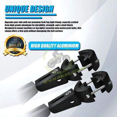 MOTO GENIUS Universal Big Fog Light Mount | Durable Clamps for Off-Road Lights, Driving Lights & More, 62 MM (Pack of 2) - Biker.Store - www.biker.store