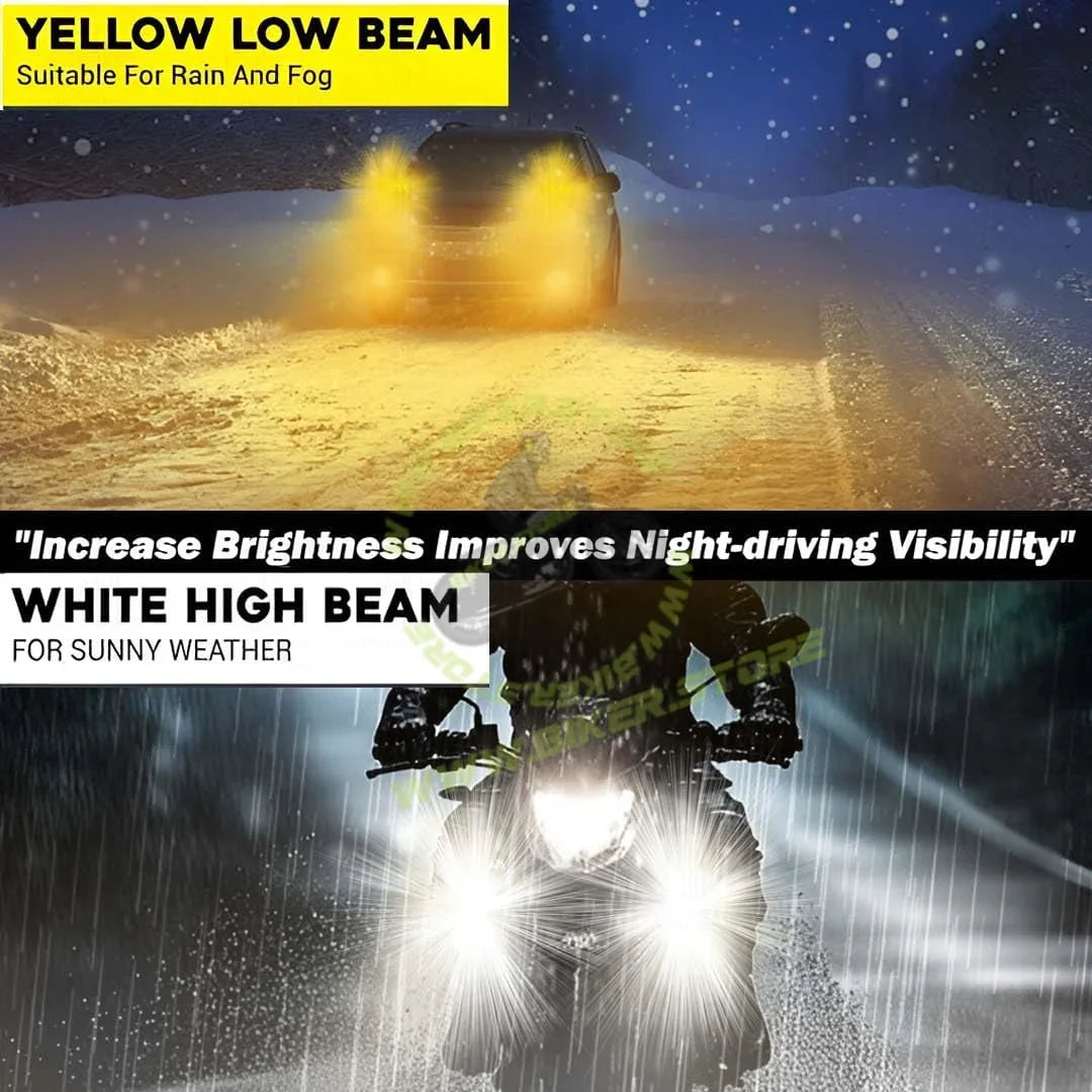 MOTO GENIUS 60W Super Bright 6 LED Fog Light | Dual Color & | High/Low Beam | Waterproof Aluminum Housing | Universal Fit for Car & Motorcycle - Biker.Store - www.biker.store