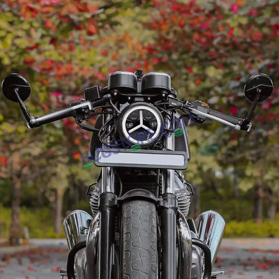 HJG Y Shape 7 Inch Mercedes Benz Headlight Assembly Projector Ultra Wide 7 Inch Headlight Assembly 90W White LED Headlight Assembly for Royal Enfield | 80-100W CREE/Osram LED Chip Multi color White/Yellow Compatible with Royal Enfield, Jeep, Thar, Gypsy - Biker.Store - www.biker.store
