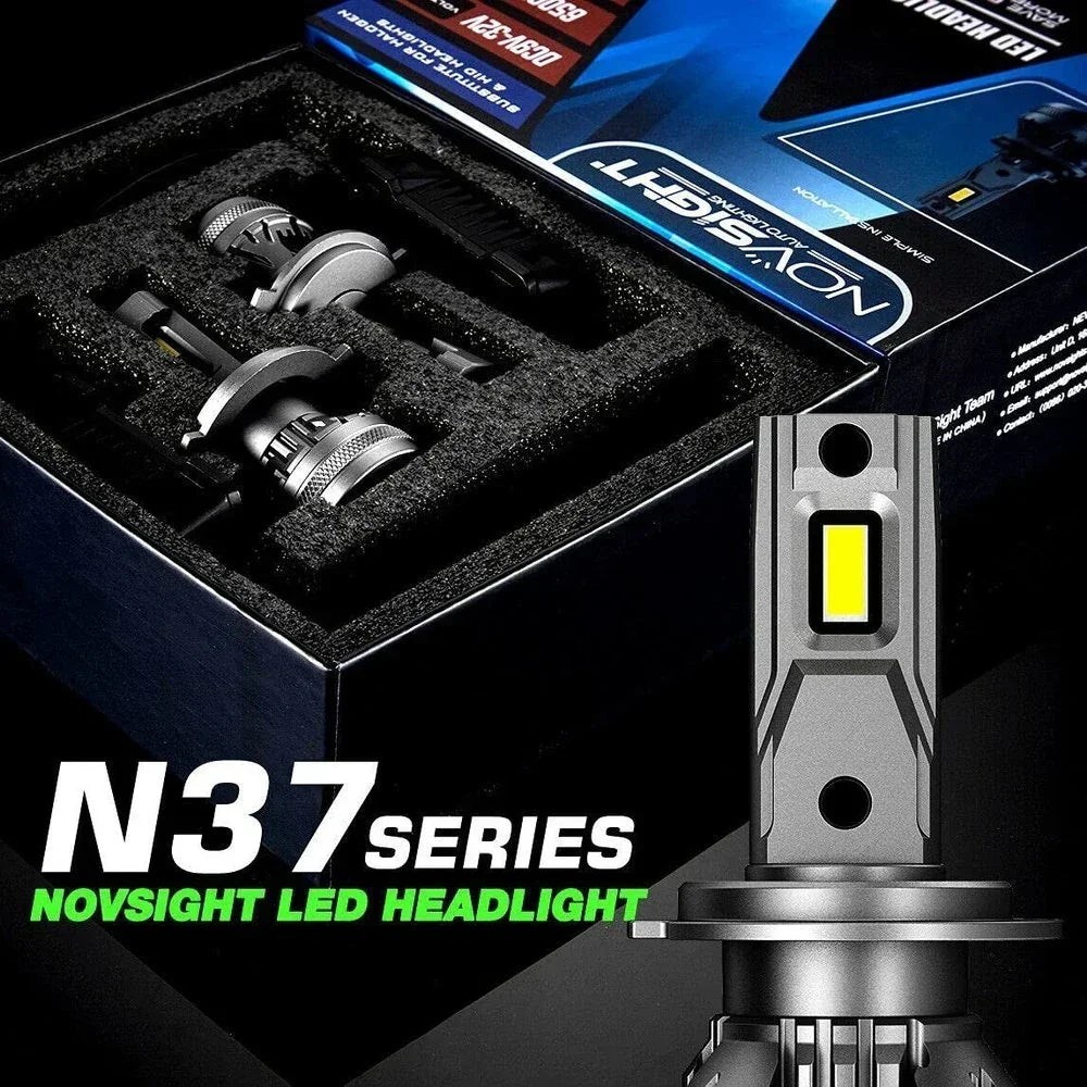 NightEye NOVSIGHT A500-N37 H7 LED Headlight Kit (Pack of 2) 60W 11000 Lumens 6500K White - Headlight Conversion Kit For Cars - Biker.Store - www.biker.store