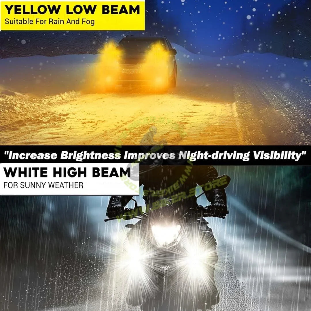 MOTO GENIUS 4 Lens LED Fog Light for Bike, Scooter & Car | Waterproof Spotlight with High/Low Beam, 12-80V Universal Fit, Dual Color ( & ) – Pack of 2 - Biker.Store - www.biker.store