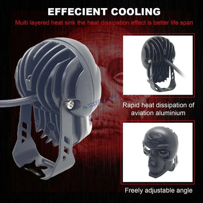 HJG Skull Red Eye Foglight 60W Fog Light For Bike/Car/Thar/Jeep (Cool White/Yellow/Warm White, 40W each) - Pack of 1 HJG New Model Skull Foglight, Pack of 1 HJG - Biker.Store - www.biker.store