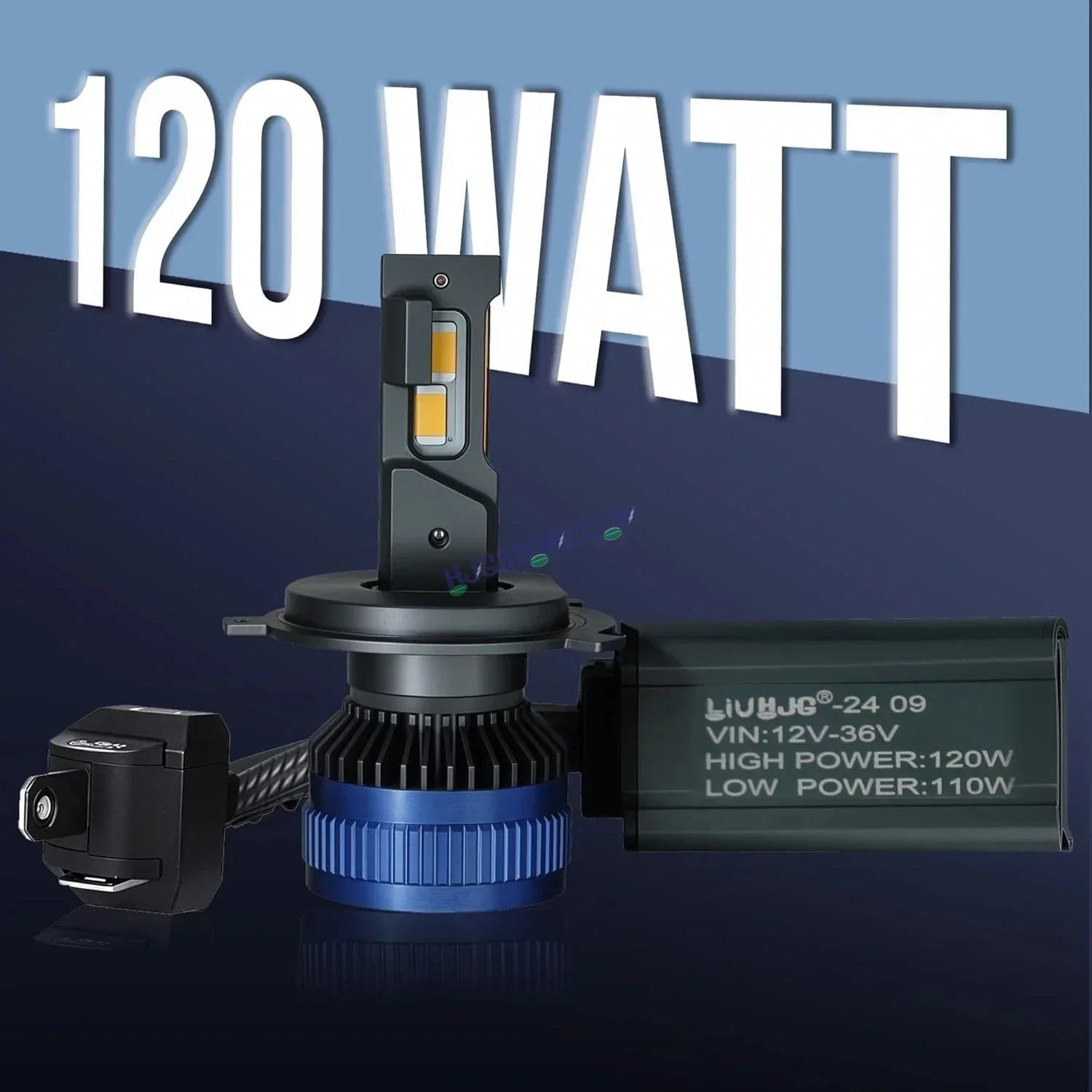 HJG 240W H4 LED Vehicle Headlight Bulb (2 * 120 WATTS) 2 Pc LED Headlight Bulb H4 120W For All Cars (Low and High Beam Bulbs (White) AC/DC 240Watt) - Type H4 - Biker.Store - www.biker.store