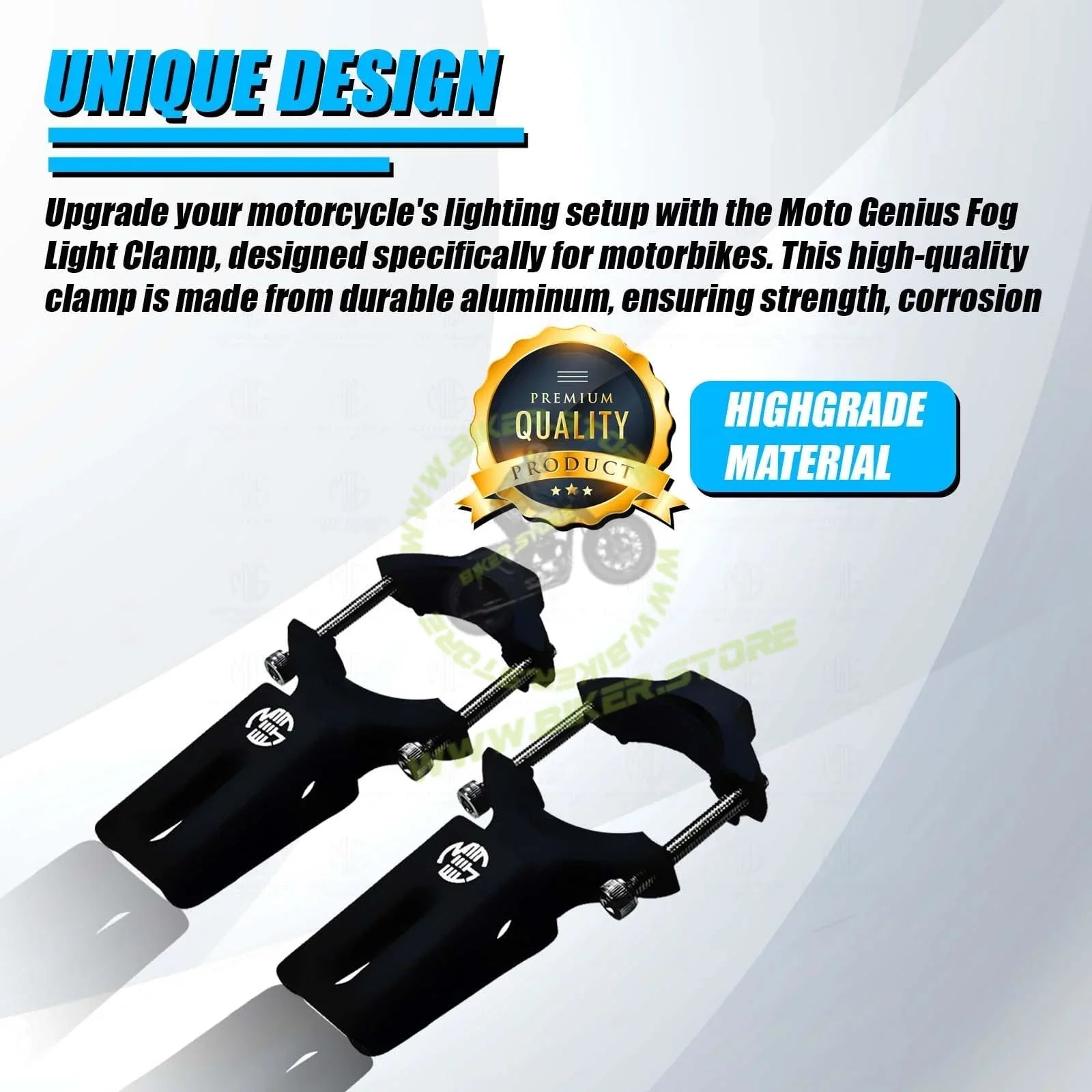 MOTO GENIUS 60MM Universal Fog Light Clamp for All Bikes | Durable Handlebar Mounting Solution (Pack of 2) - Biker.Store - www.biker.store