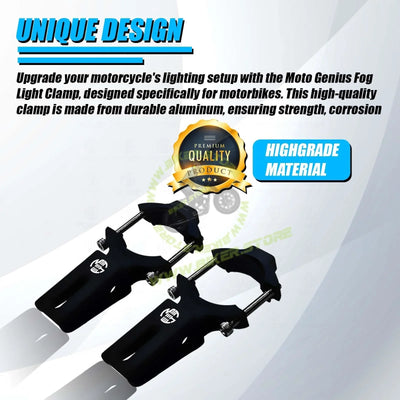 MOTO GENIUS 60MM Universal Fog Light Clamp for All Bikes | Durable Handlebar Mounting Solution (Pack of 2) - Biker.Store - www.biker.store