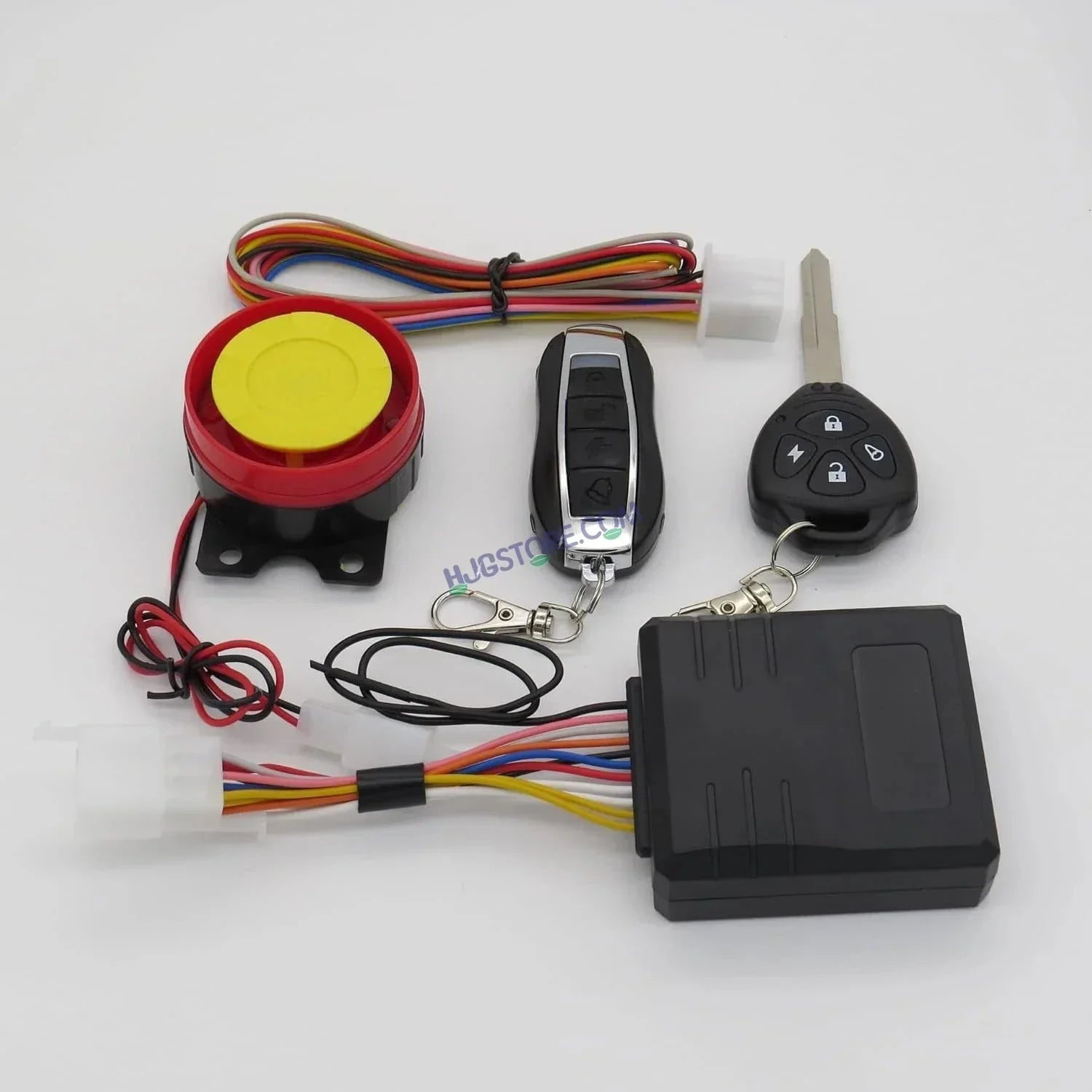 HJG Keyless Alarm System Kit Keyless Start One-Way Bike Alarm Kit for Two Wheeler Security HJG Anti-Theft Alarm System Kit (Loud Siren 125 dB, Flashing Light) LIU HJG Keyless Alarm System Kit - Biker.Store - www.biker.store