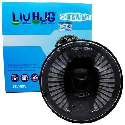 HJG 7 Inch Angel Wings White LED Headlight Angel Wings Headlight Assembly for Thar Royal Enfield | 75-120W CREE/Osram LED Chip Multi color Compatible with Royal Enfield, Jeep, Thar, Gypsy - Biker.Store - www.biker.store