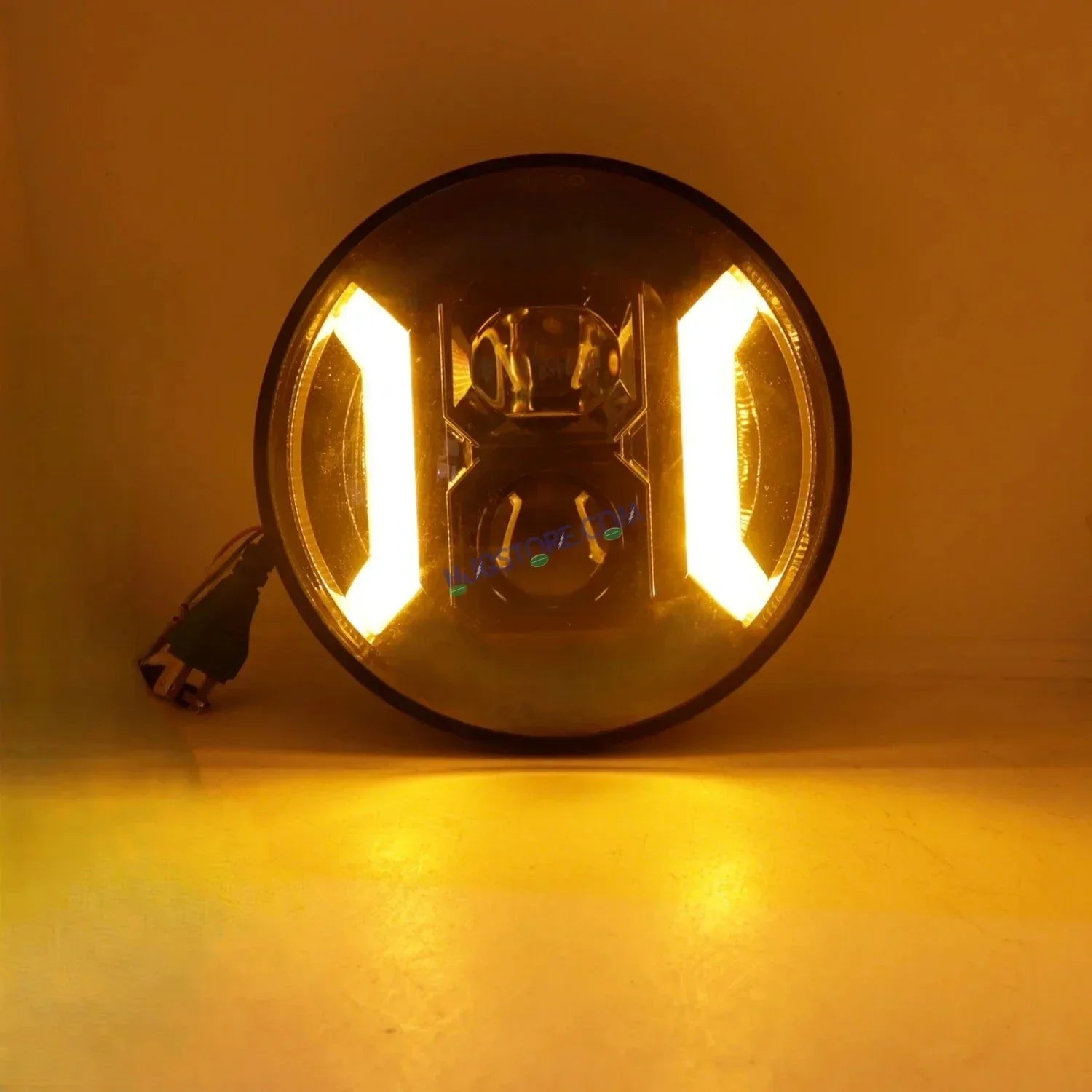 HJG 7 Inch Hexagon White LED Headlight New Model Hexagon Headlight Assembly for Thar Royal Enfield | 75-120W CREE/Osram LED Chip Multi color Compatible with Royal Enfield, Jeep, Thar, Gypsy - Biker.Store - www.biker.store