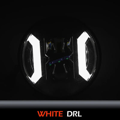 HJG 7 Inch Hexagon White LED Headlight New Model Hexagon Headlight Assembly for Thar Royal Enfield | 75-120W CREE/Osram LED Chip Multi color Compatible with Royal Enfield, Jeep, Thar, Gypsy - Biker.Store - www.biker.store