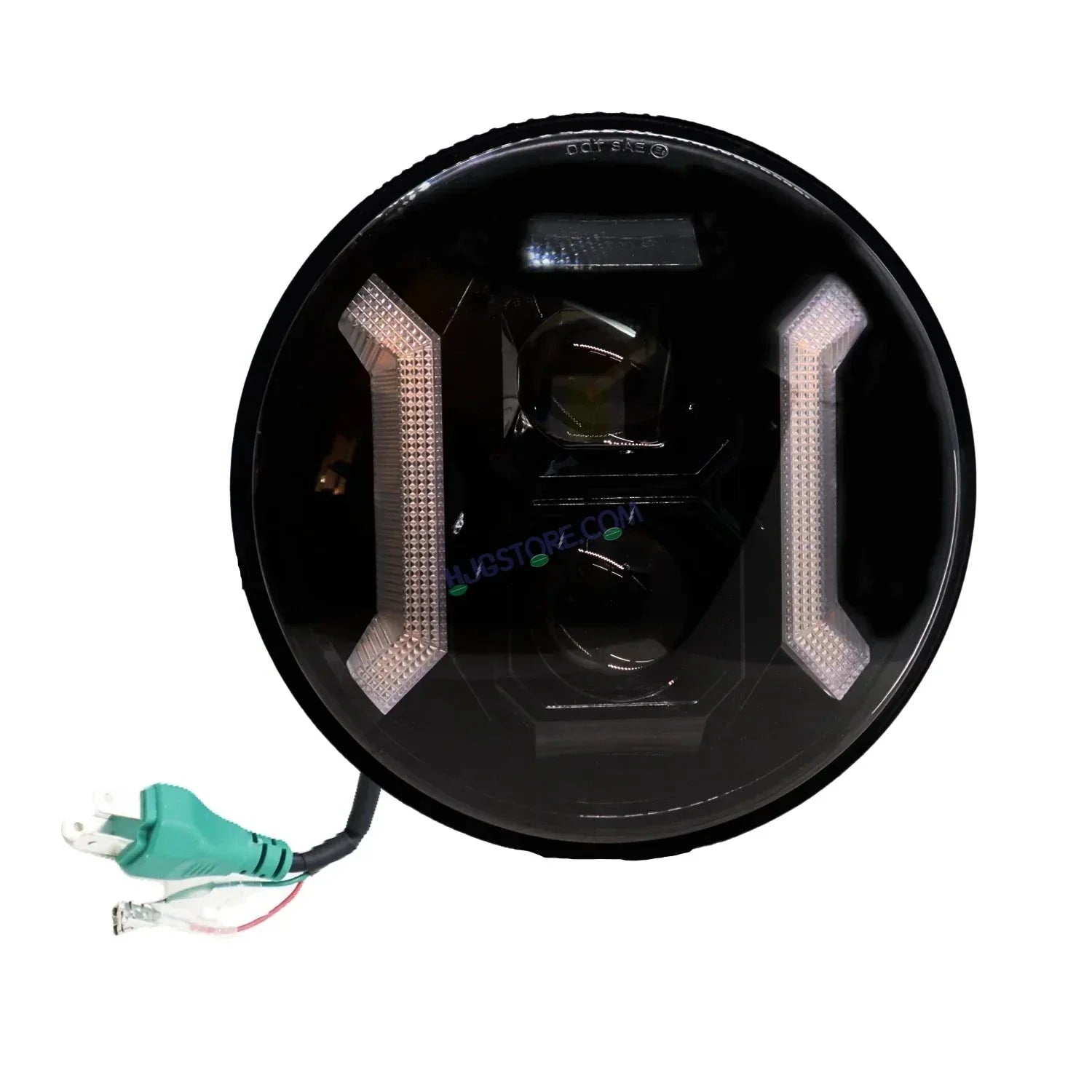 HJG 7 Inch Hexagon White LED Headlight New Model Hexagon Headlight Assembly for Thar Royal Enfield | 75-120W CREE/Osram LED Chip Multi color Compatible with Royal Enfield, Jeep, Thar, Gypsy - Biker.Store - www.biker.store
