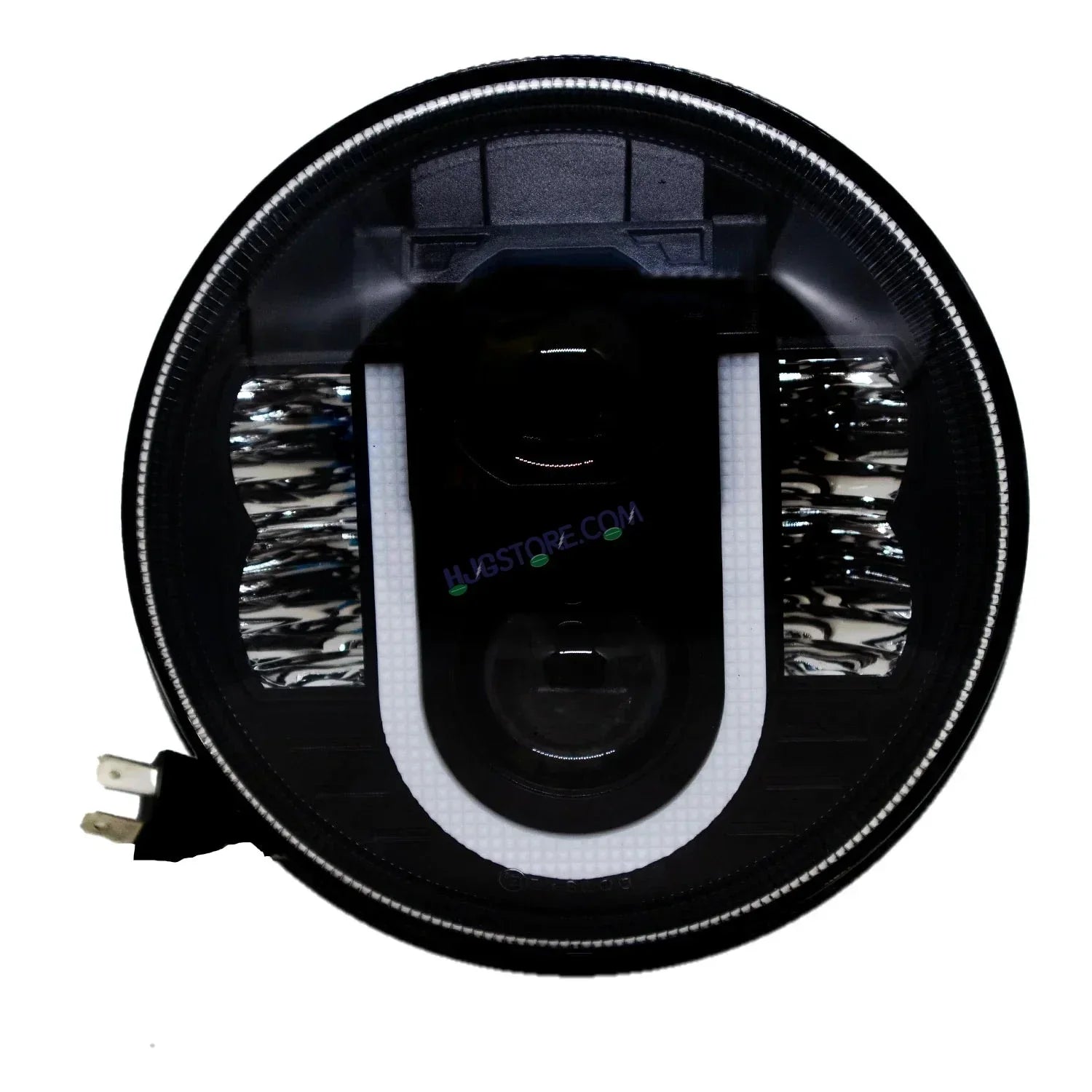 HJG U Shape Genuine U Shape New Model U Ring 7 Inch LED Headlight with Spotless and Bright DRL Fits in Royal Enfield (All Model) And Mahindra Thar (12V-80V DC 75W-110W) - Biker.Store - www.biker.store