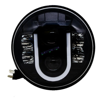 HJG U Shape Genuine U Shape New Model U Ring 7 Inch LED Headlight with Spotless and Bright DRL Fits in Royal Enfield (All Model) And Mahindra Thar (12V-80V DC 75W-110W) - Biker.Store - www.biker.store