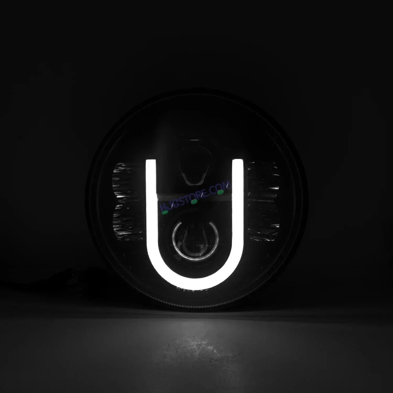 HJG U Shape Genuine U Shape New Model U Ring 7 Inch LED Headlight with Spotless and Bright DRL Fits in Royal Enfield (All Model) And Mahindra Thar (12V-80V DC 75W-110W) - Biker.Store - www.biker.store